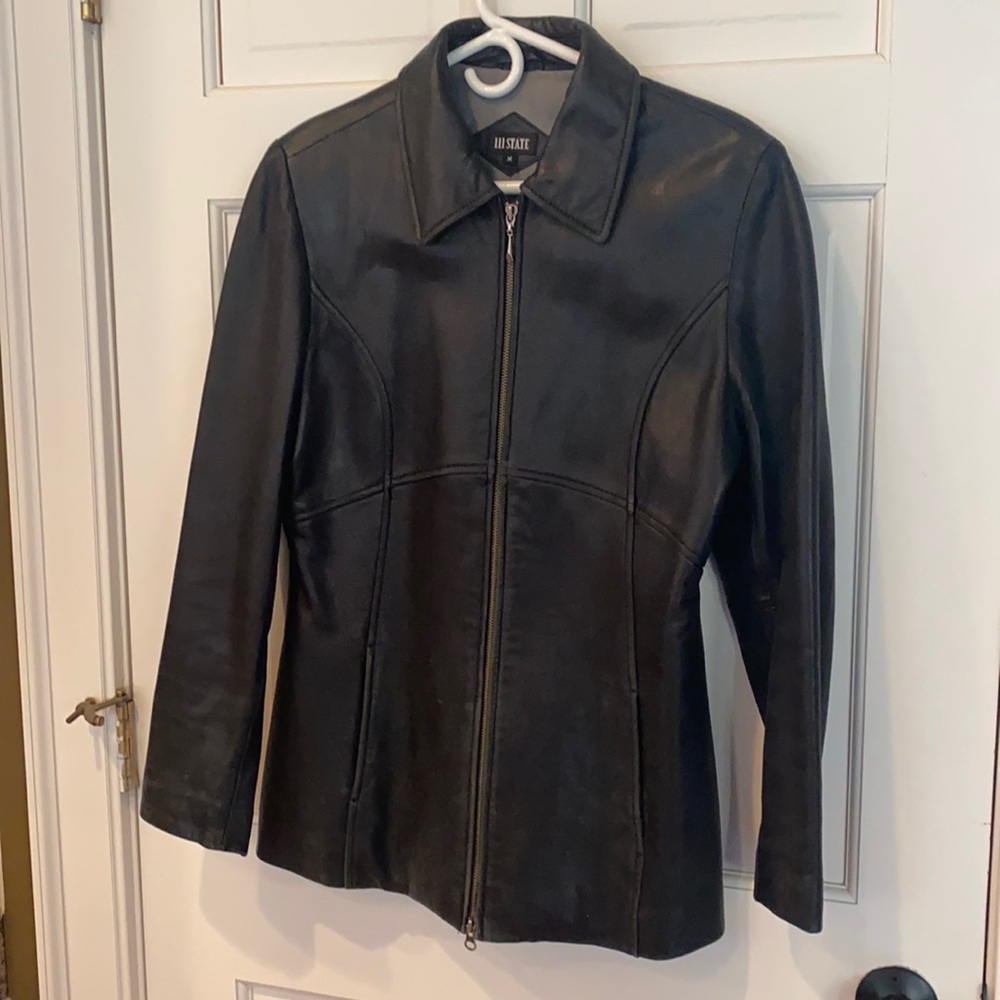 Leather car coat jacket